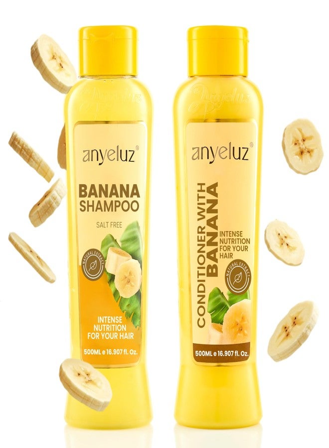 ANYELUZ Banana Hair Care Duo Set - Moisturizing Shampoo & Nourishing Conditioner, Natural Fruit-Infused Hydration & Repair for Dry, Damaged Hair - Image 1